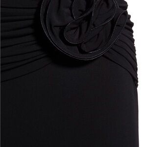 Magda Butrym H&M Black Ruched Pencil Skirt with Rose Applique
